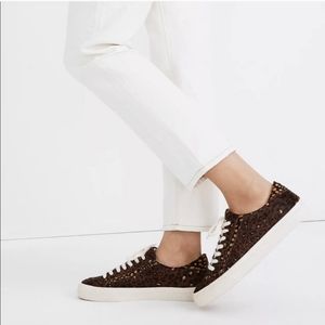 Madewell sidewalk‎ sneaker dyed calf hair animal print leopard cheetah size 7.5